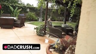Fit stepdaughter lets pervert dad finger and fuck her outdoors