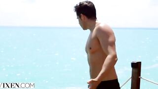 Petite brunette Gianna Dior stuck on desert island, uses her charm to survive in HD