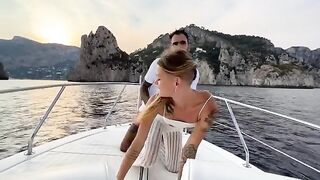 Date night on the yacht turns into sex on the deck for the captain and crew to see