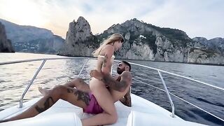 Date night on the yacht turns into sex on the deck for the captain and crew to see