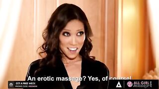A sexy masseuse with an amazing body relaxes her client with oil