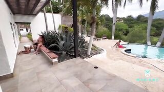 I had sex with my boyfriend and his stepsister by the pool