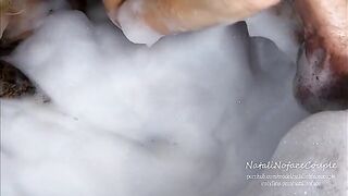 A horny girl is giving a blowjob to her boyfriend in the bath