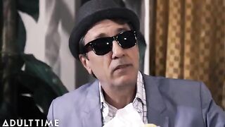 The tattooed MILF thanks her dirty grandfather with a public sex act