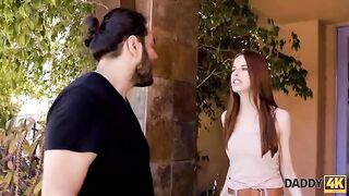 A young ginger girl calmed down with sex after a quarrel
