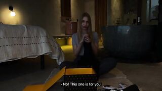 Unboxing and sex with a stunning blonde Californiababe