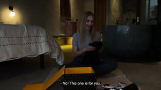 Unboxing and sex with a stunning blonde Californiababe