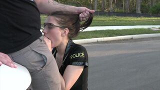 A cop in a sexy female uniform has her way with me