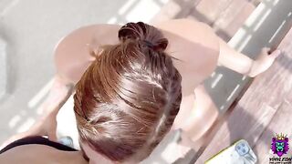 Bored busty Latina convinces to fuck on the rooftop