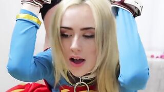 Candy White, in a bondaged and submissive role, performs oral pleasures
