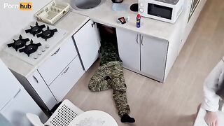 A cute girl is very angry with her husband, she was locked out