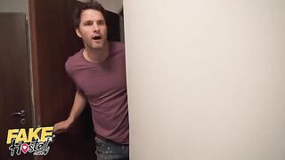 A girl is having an affair with a guy in a fake hostel setting