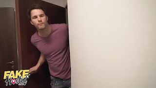 A girl is having an affair with a guy in a fake hostel setting
