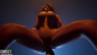 Busty girl is fucking with a big cock monster in 3D