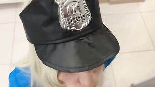 A sexy girl in a police uniform surprises the robber with passion