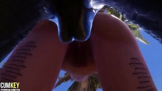 Two hot girls fucked by a monster cock in 3D