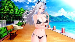 Prinz Eugen waifu fucked by a huge cock in POV style