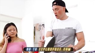 Asian beauty Lulu Chu caught Zac Wild watching her, fucked hard