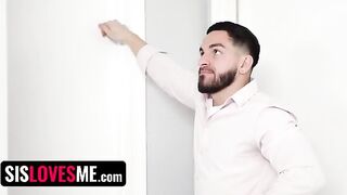 Clever stepsis Vivian Taylor makes her stepbrother pull his dick in her wet pussy