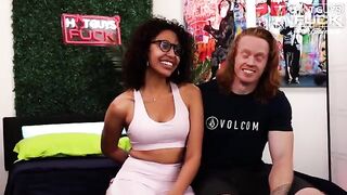 Redhead muscle guy fucked by Latina slut with huge boobs in 4K