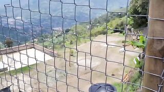 I fucked with a stranger farmer in nature and got cum on my pussy