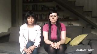 Lesbian beauties fucked with a strapon in an erotic scene