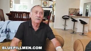 Sydney Sky gets a mouthful of old man cock in a wild scene