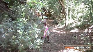 African girls in a lesbian threesome sex experiment