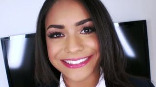 The cutesy Nicole Bexley in schoolgirl uniform is craving for cock