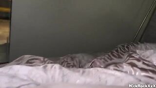A huge hairy ass of Caucasian teen gets fucked on the bed by a friend