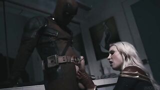 Deadpool fucks Captain Marvel in an intense parody scene