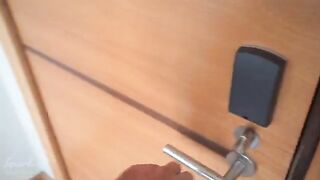 The petite curly-haired girl was stuck under the couch and got fucked