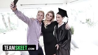 Busty stepmom Kenzie Taylor rewards her stepson with wet pussy for graduation