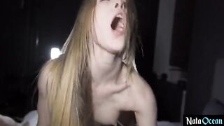 Skinny teen gets fucked hard in her tight pussy
