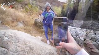 A sexy girl is fucking with her lover in the nature