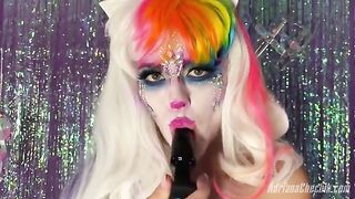 Rainbow dildo opulence for Adriana Chechik's Halloween treat