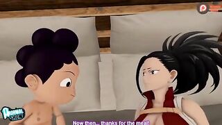 My Hero Academia's Momo x Mineta scene adapted into an animated Spanish version