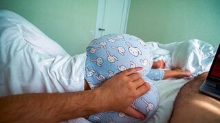 A step sister helps her brother to experience orgasm while he was watching porn