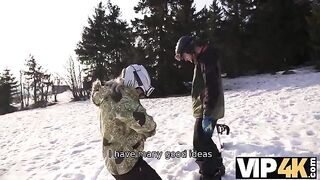 A skier girl was picked up and fucked in a steamy scene