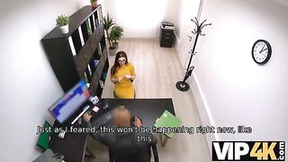A girl is trying to get a loan in the office for money