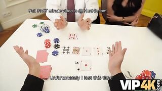 A beautiful girl plays strip poker and loses, getting intimate on camera