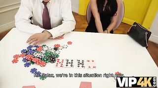 A beautiful girl plays strip poker and loses, getting intimate on camera