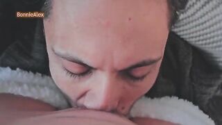 The guy caressed his girlfriend in pajamas passionately