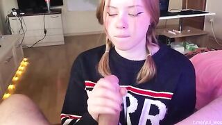 A cute student gently sucks her partner’s dick and receives a lot of sperm