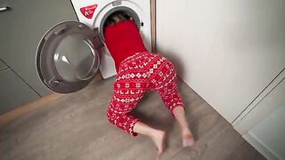 A step mom got stuck in the washing machine and had to call for help