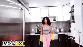 A lovely housekeeper, inspired by the stunning Lovely Luna, cleans up after a big black cock incident