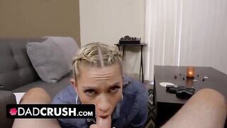 A young blonde girl, Khloe Kapri, draws a cock for her stepfather in POV style