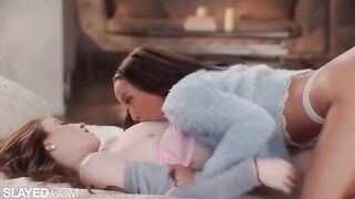 Two hot and sexy girlfriends are having fun without guys in a sensual lesbian setting