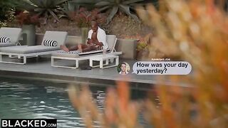 Four hot blondes are sharing Anton's huge black cock in an intense orgy
