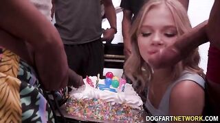 Coco Lovelock gets fucked by 11 black guys as a birthday gift